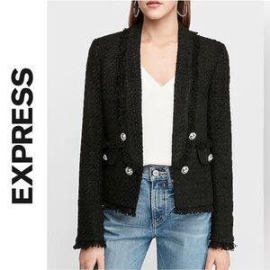 Express 🖤 Women's Black Tweed Blazer Jacket ~ Xxs